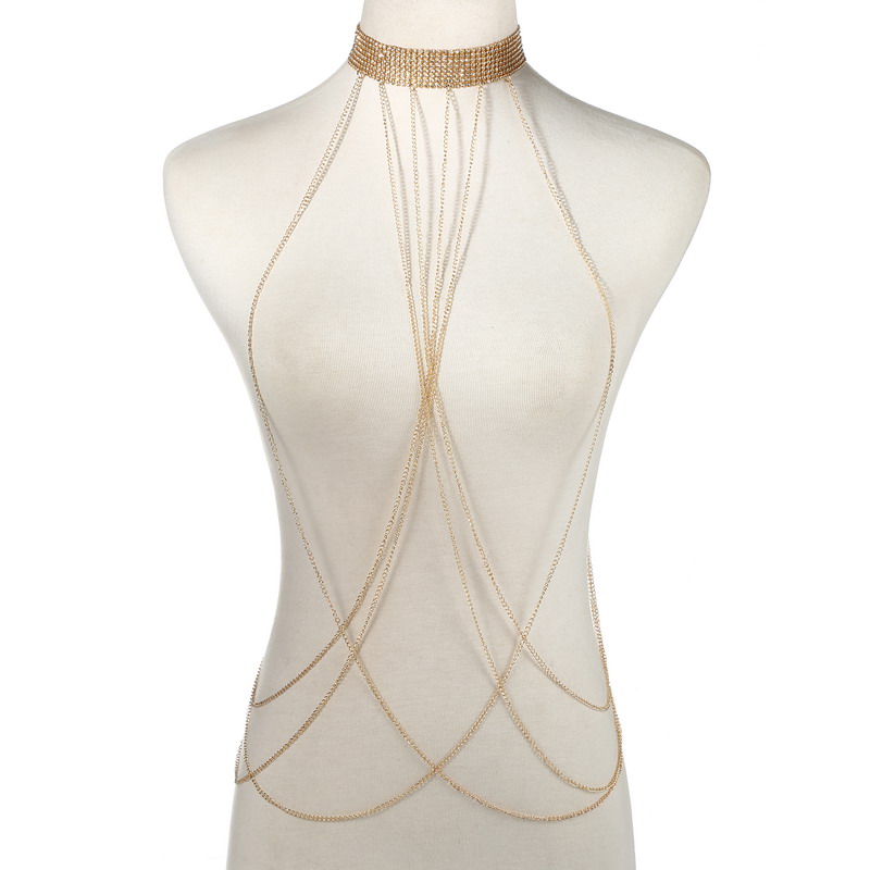 Body Jewelry Helix - Gold Color Body Chain Women Rhinestone