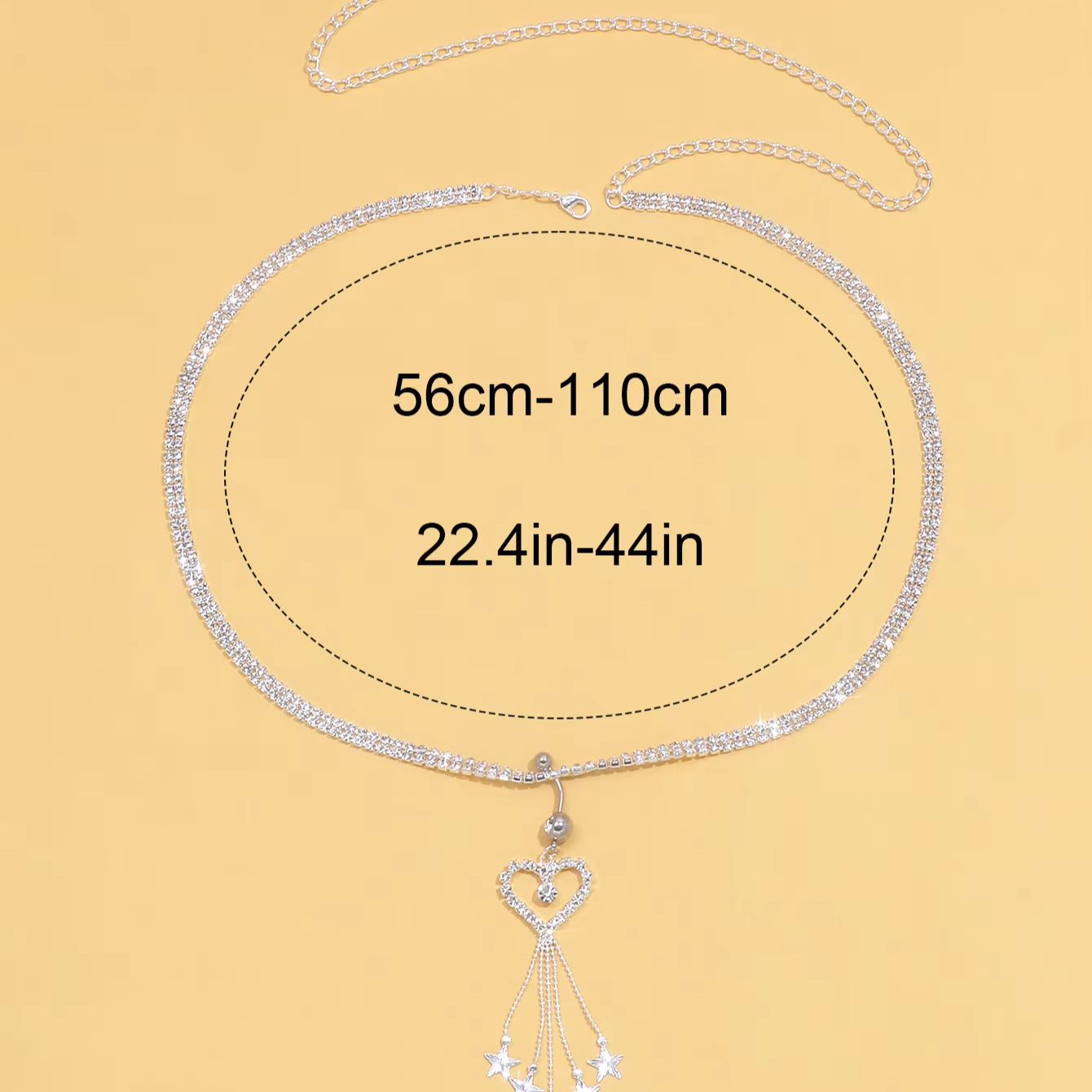 Rhinestone Tennis Waist Chain  - Body Jewelry Y2K 评论和价格