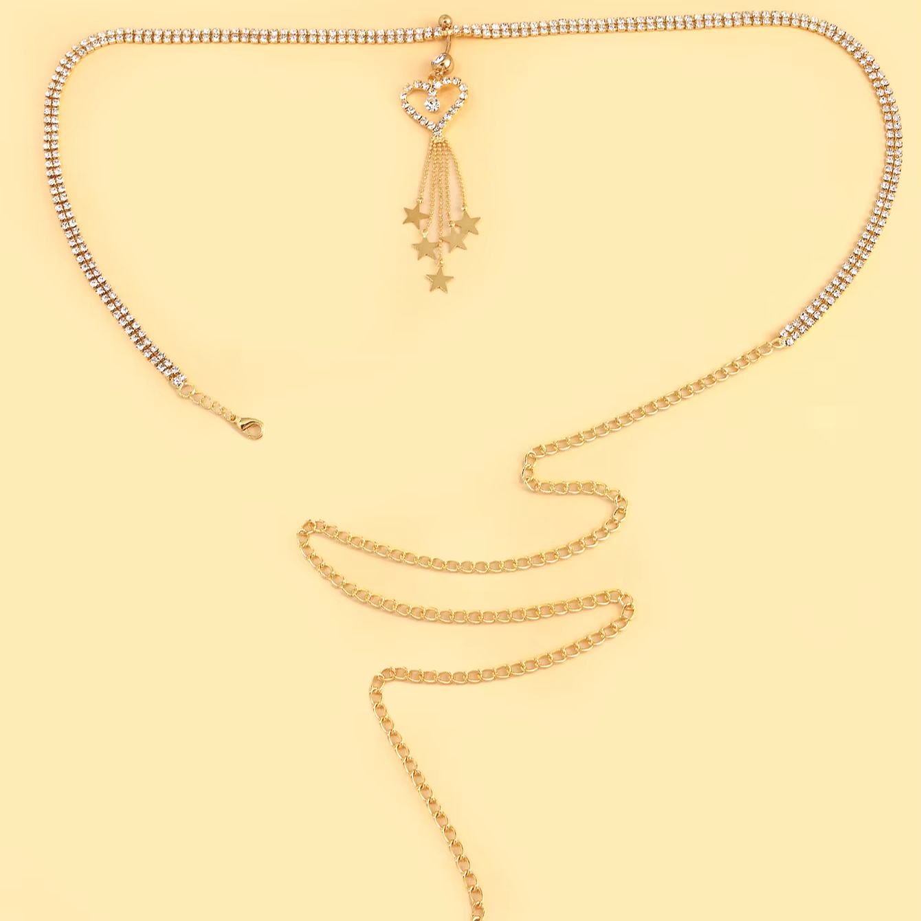 Rhinestone Tennis Waist Chain  - Body Jewelry Y2K 评论和价格