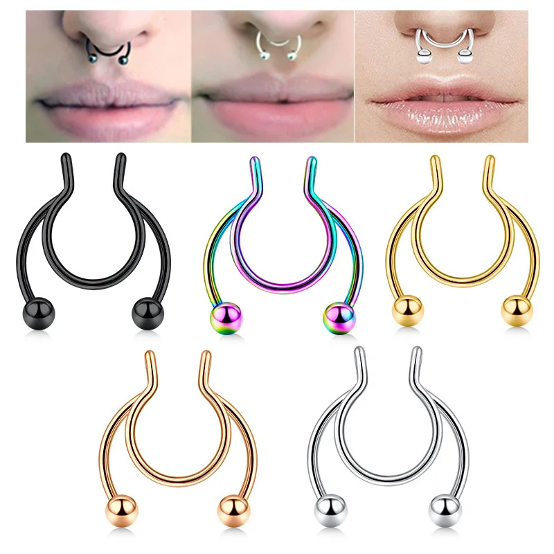 U Shaped Fake Nose Ring Hip Ho - Body Jewelry Hoops 评论和价格