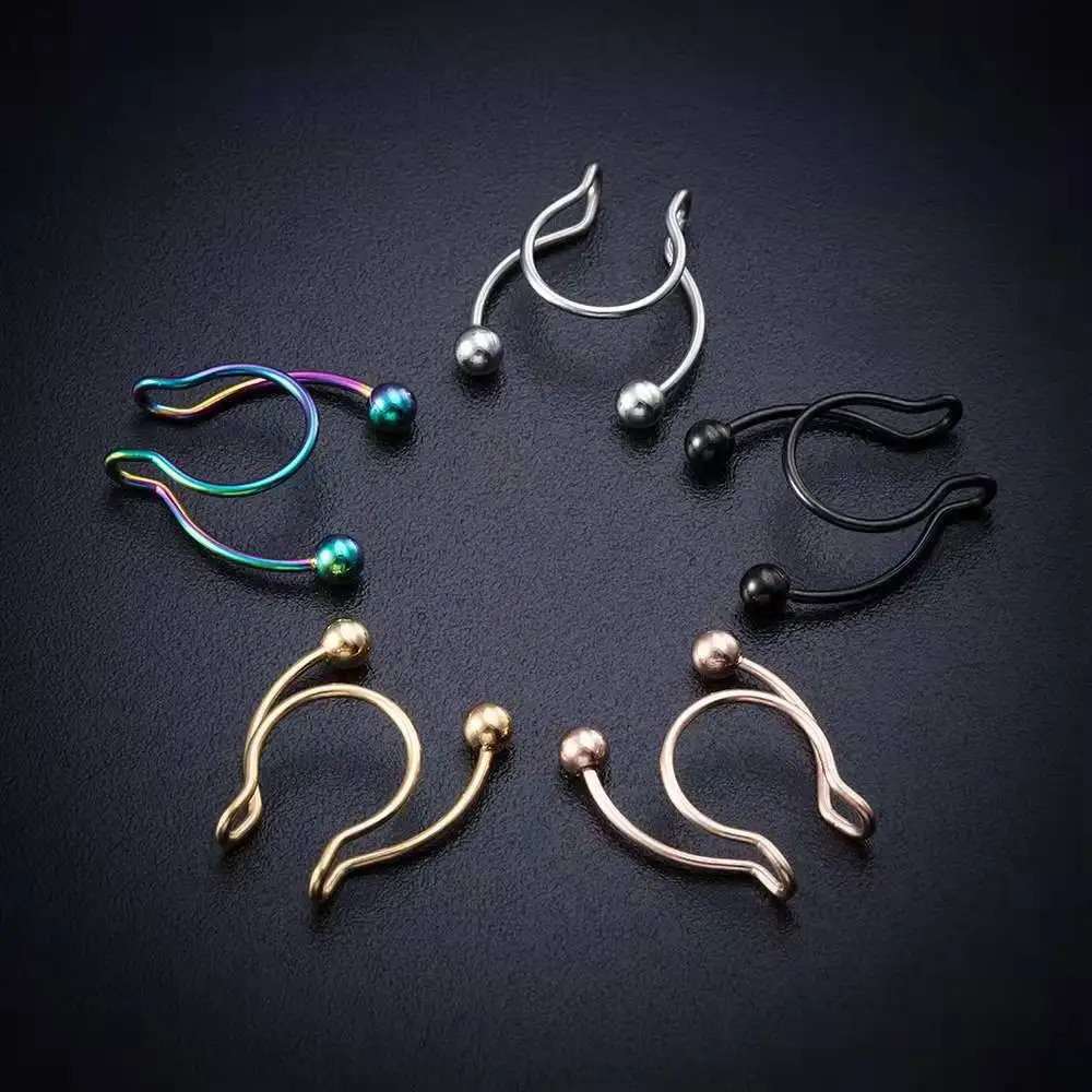 U Shaped Fake Nose Ring Hip Ho - Body Jewelry Hoops 评论和价格