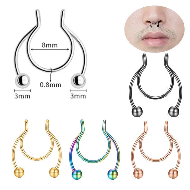 U Shaped Fake Nose Ring Hip Ho - Body Jewelry Hoops 评论和价格