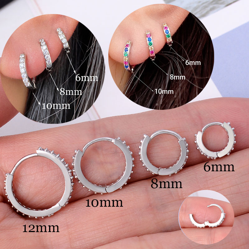 Rainbow CZ Huggies Hoop Earrin - Conch Earring Hoop 评论和价格