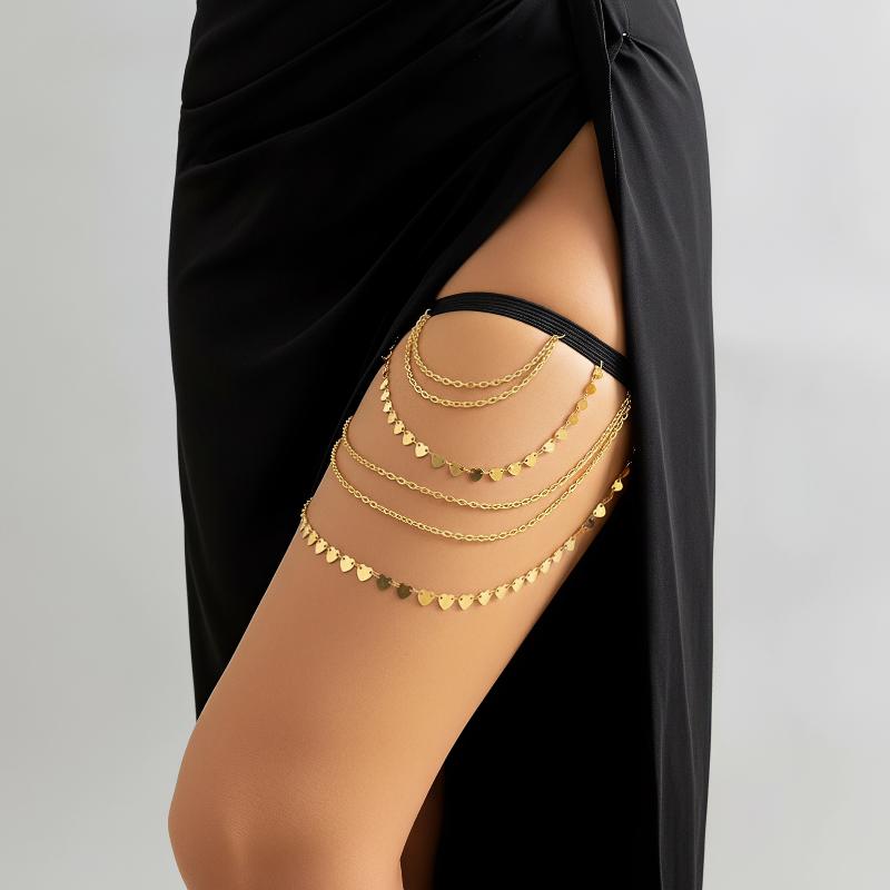 Rose Gold Multilayer Thigh Cha - Body Jewelry Thigh Chain 评论和价格
