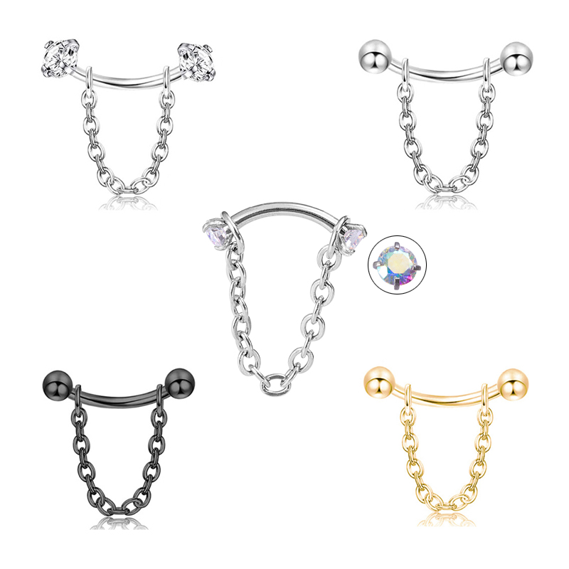 1pc Zircon Ball Cone Eyebrow P - Eyebrow Curved Barbell 评论和价格