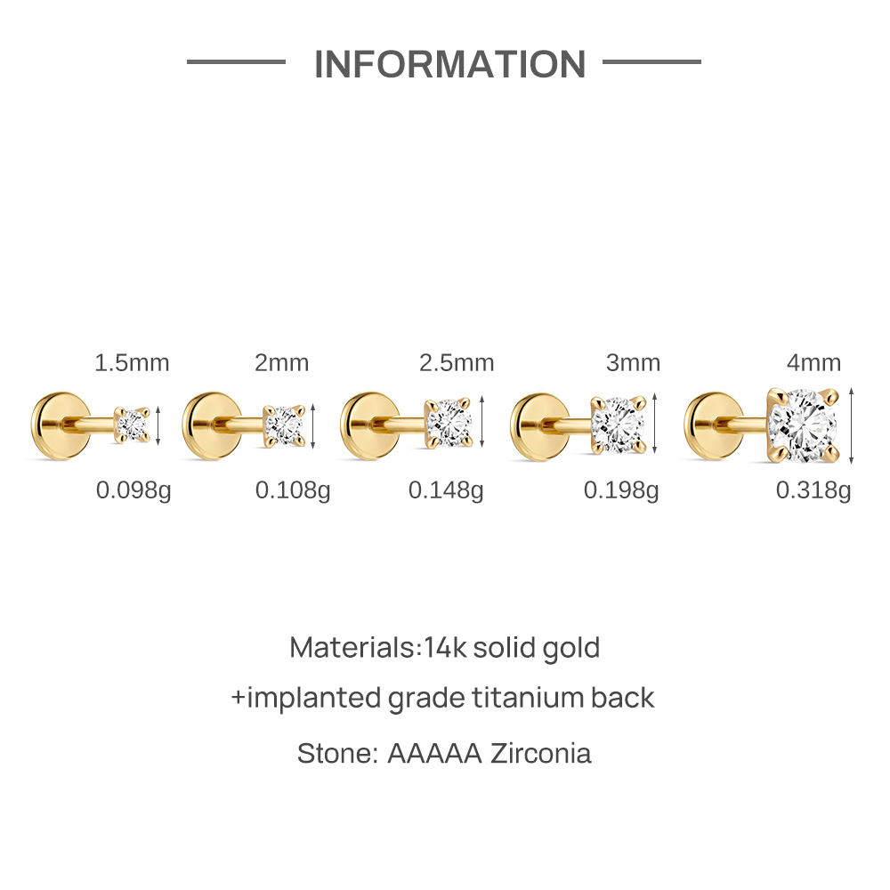 AIDE 14K Solid Gold Mini Four  - Body Jewelry Ear 评论和价格