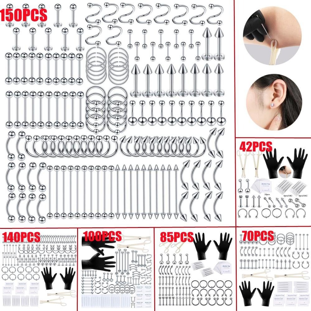 150/140/85/70/42Pcs Body Pierc - Body Jewelry Hoops 评论和价格
