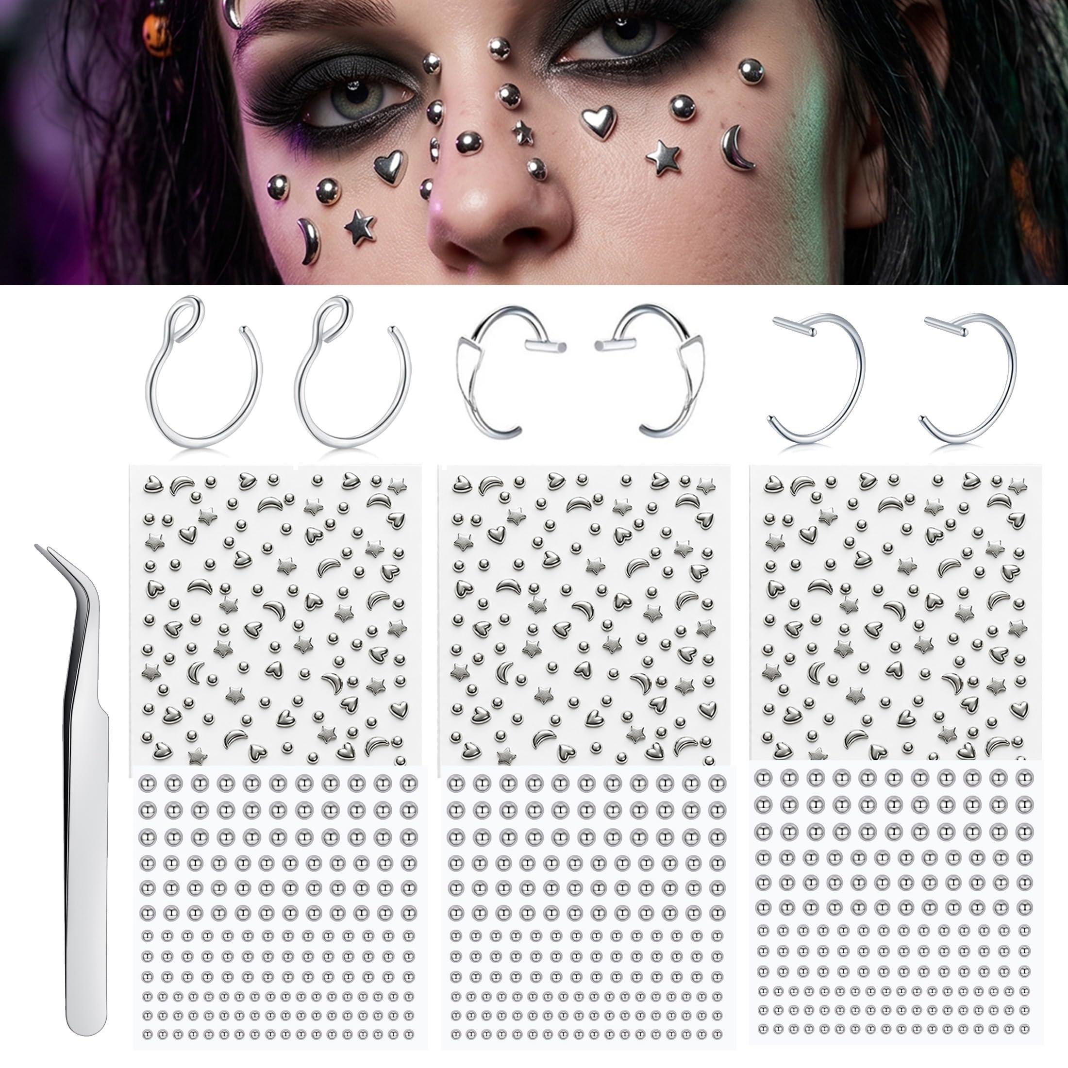Fake Piercings Balls Stick on  - Body Jewelry Hoops 评论和价格