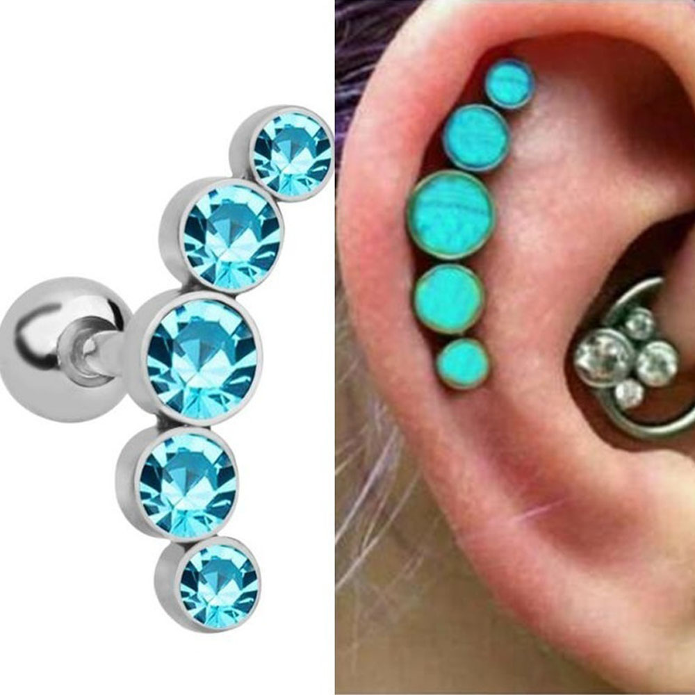 1Pcs Fashion 16G Crystal Gem O - Body Jewelry Ear 评论和价格