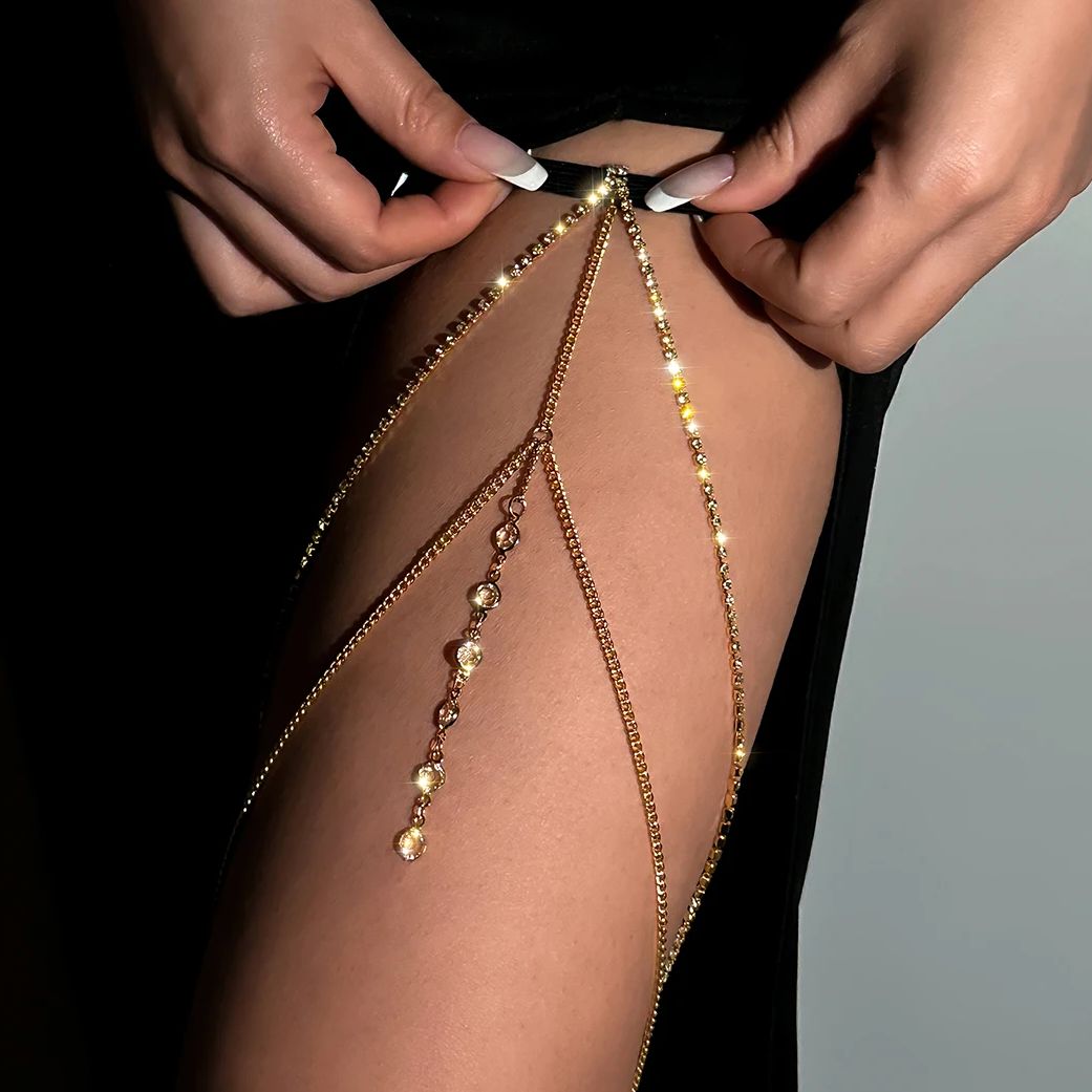 Sexy Shiny Crystal Multilayer  - Body Jewelry Thigh Chain 评论和价格