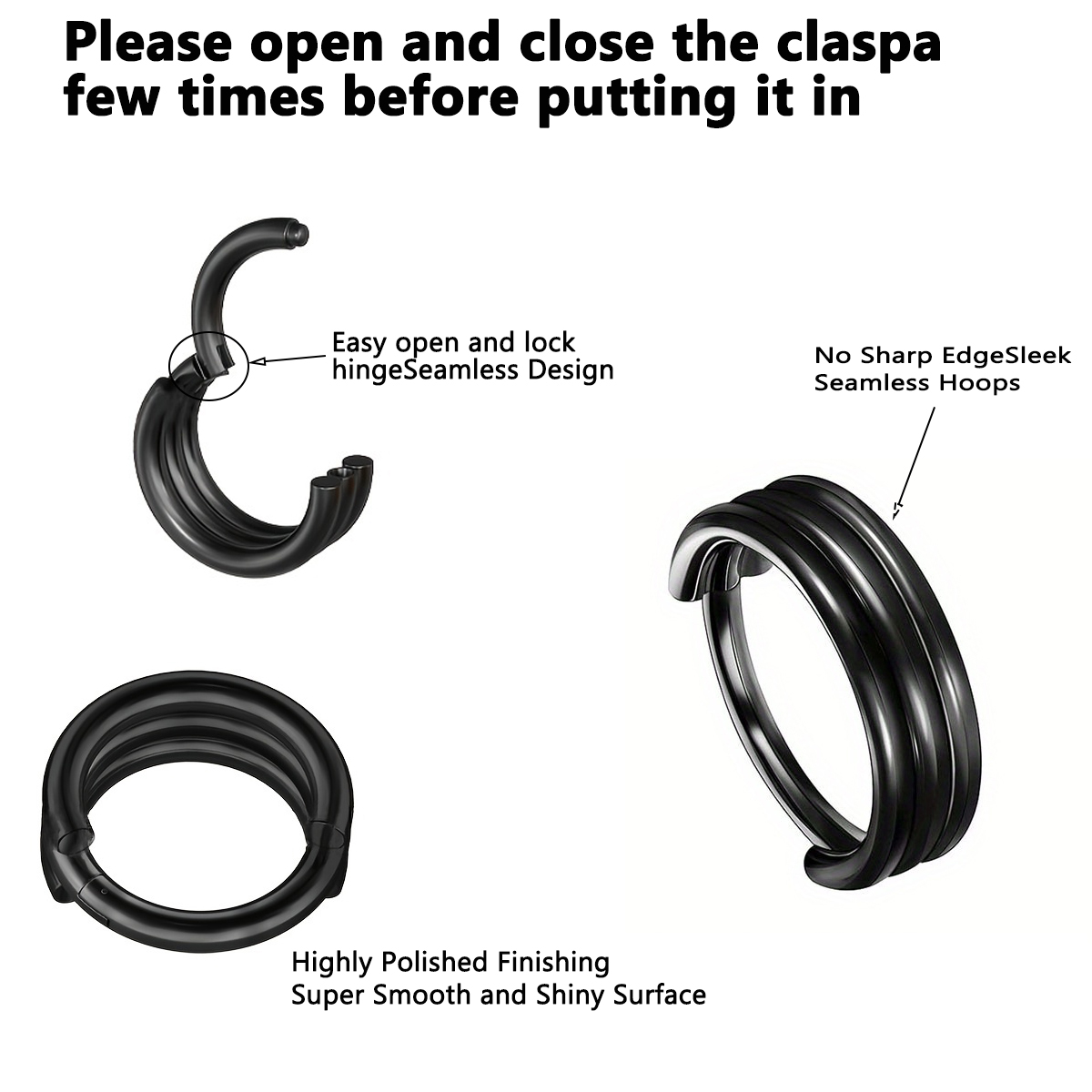 Triple Hoops Nose Ring Hoop Hi - Conch Earring Hoop 评论和价格
