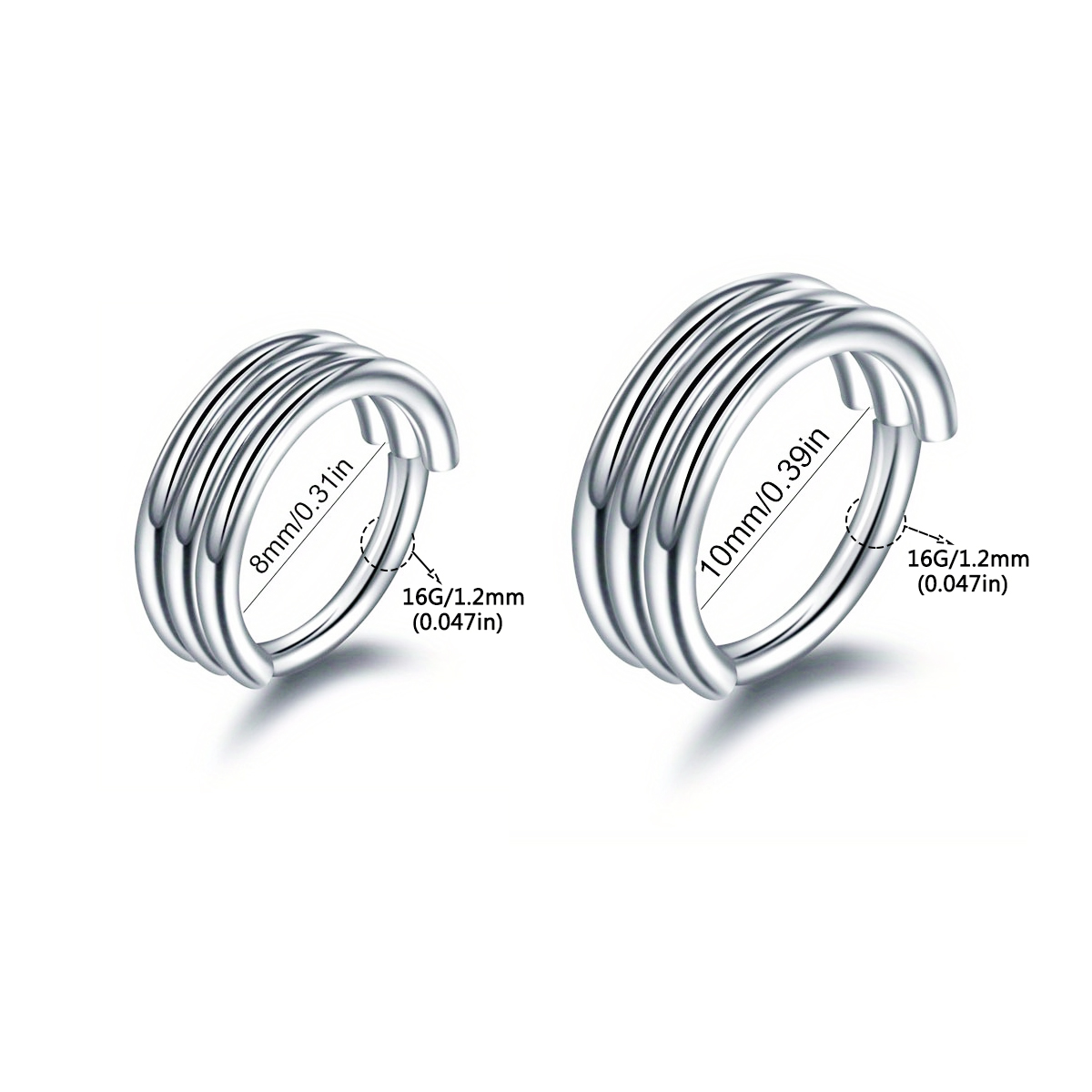Triple Hoops Nose Ring Hoop Hi - Conch Earring Hoop 评论和价格