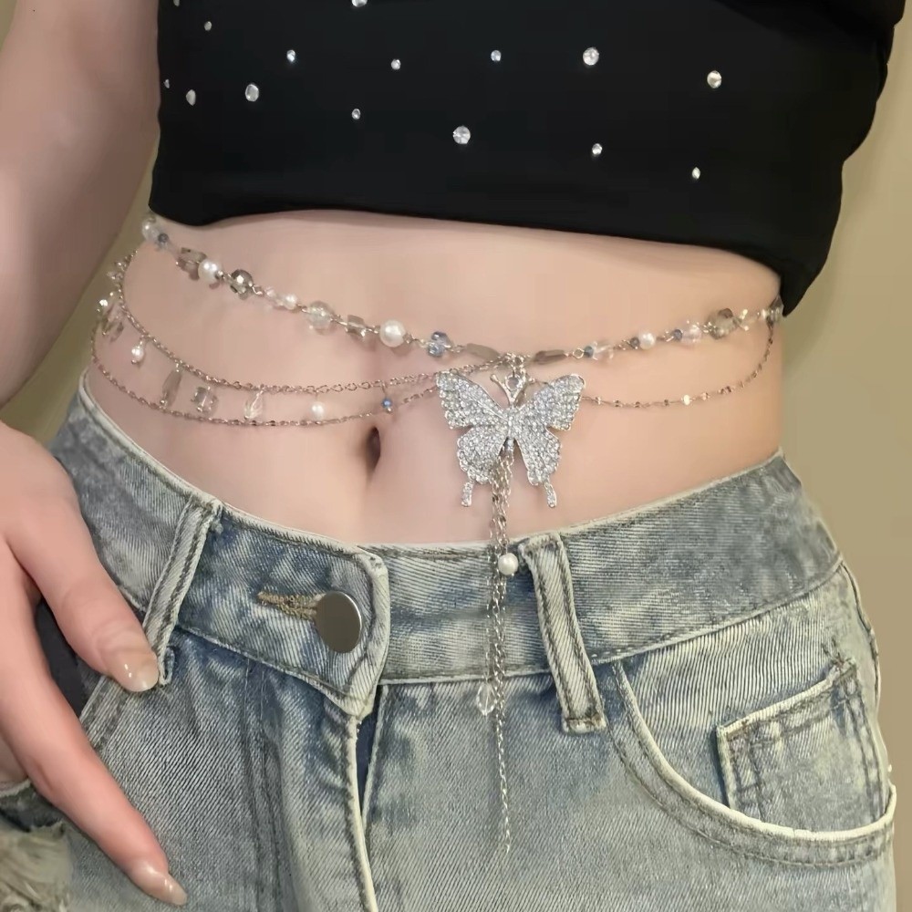 Y2K Butterfly Waist Chain Mult - Body Jewelry Y2K 评论和价格
