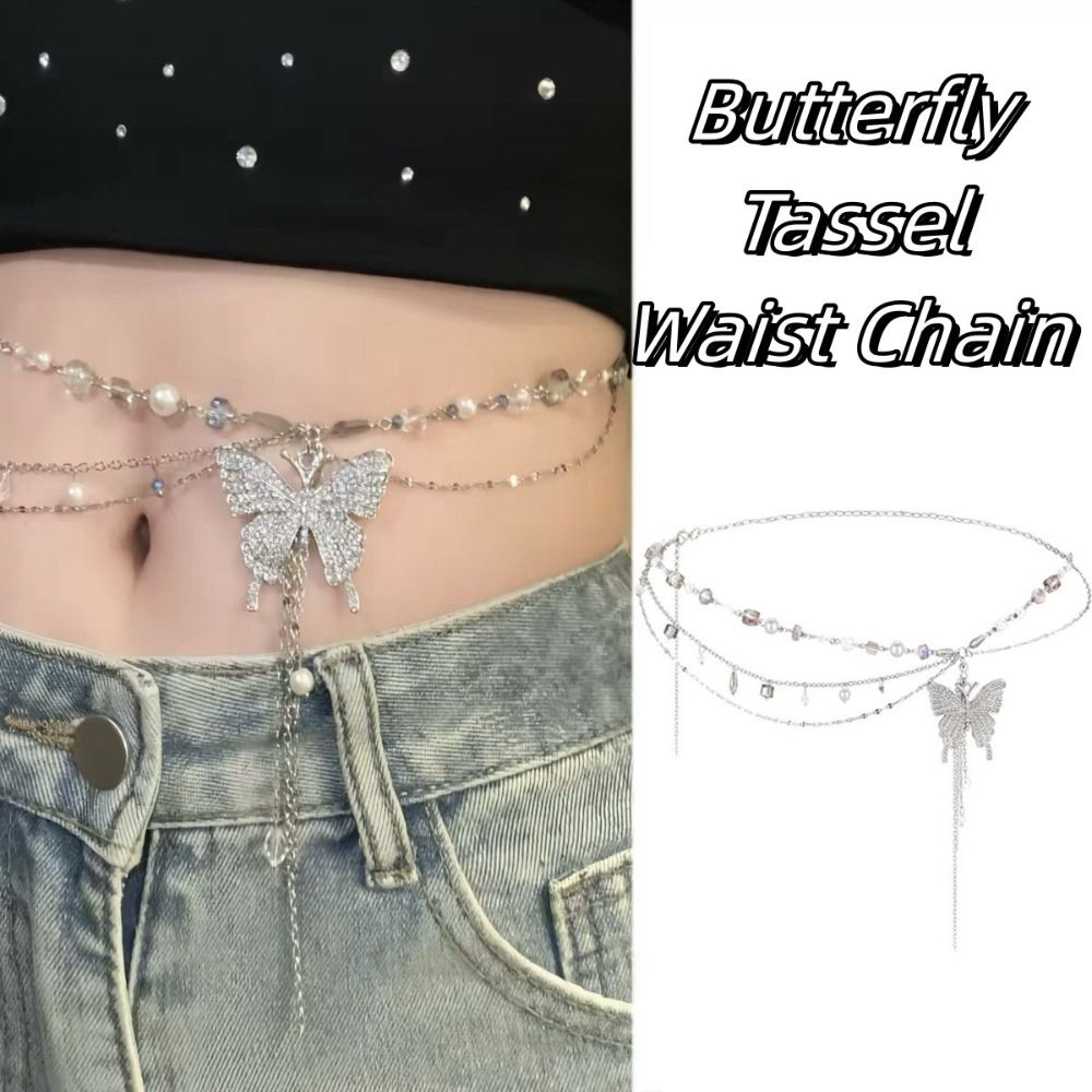 Y2K Butterfly Waist Chain Mult - Body Jewelry Y2K 评论和价格