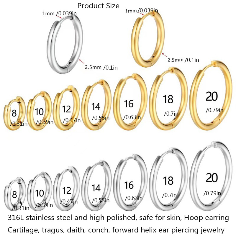 1Pair 316L Stainless Steel Sma - Conch Earring Hoop 评论和价格