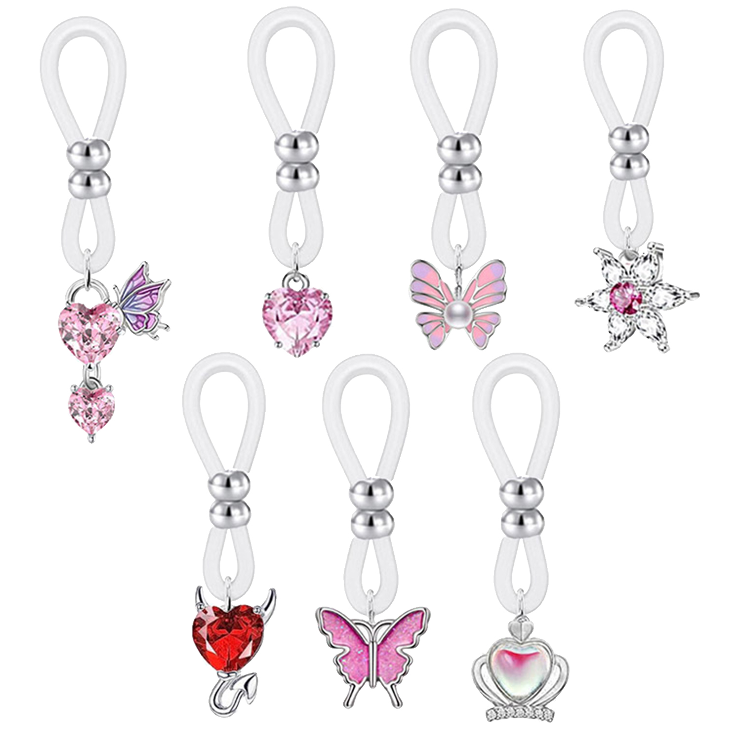 Alloy Silicone Butterfly Heart - Body Jewelry Hoops 评论和价格