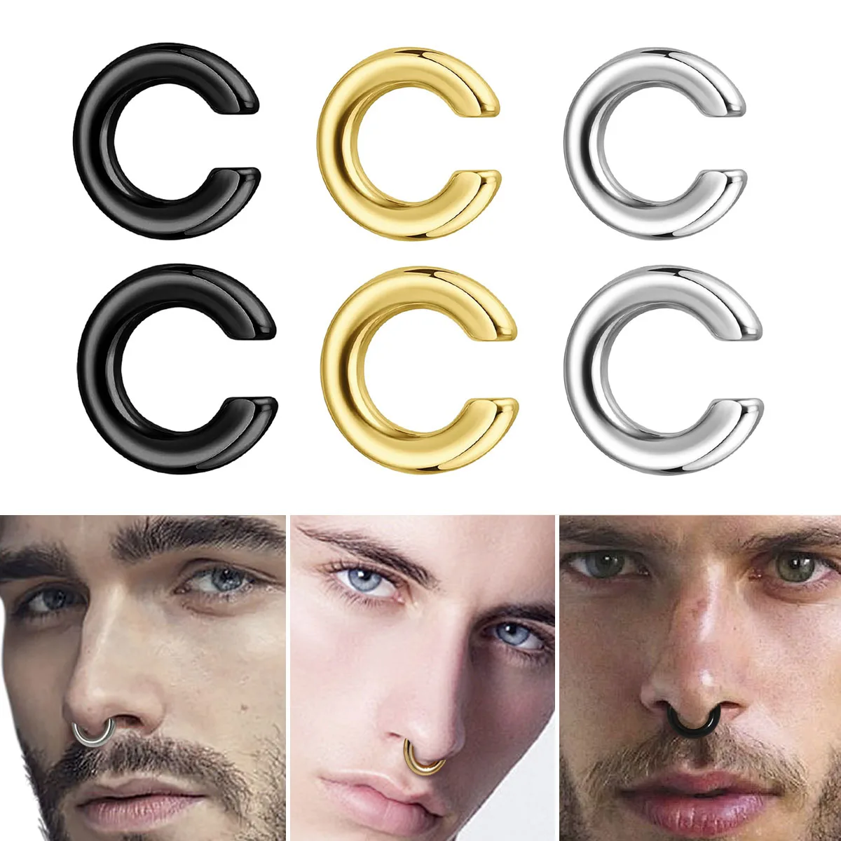 1pc Exaggerated C-Shaped Non-P - Body Jewelry Ear 评论和价格
