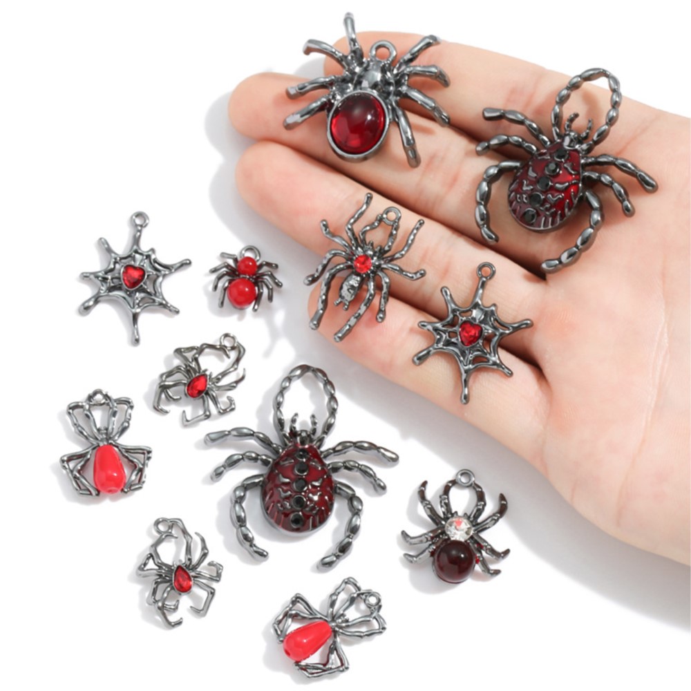 5pcs Gothic Black Spider Charm - Body Jewelry Y2K 评论和价格