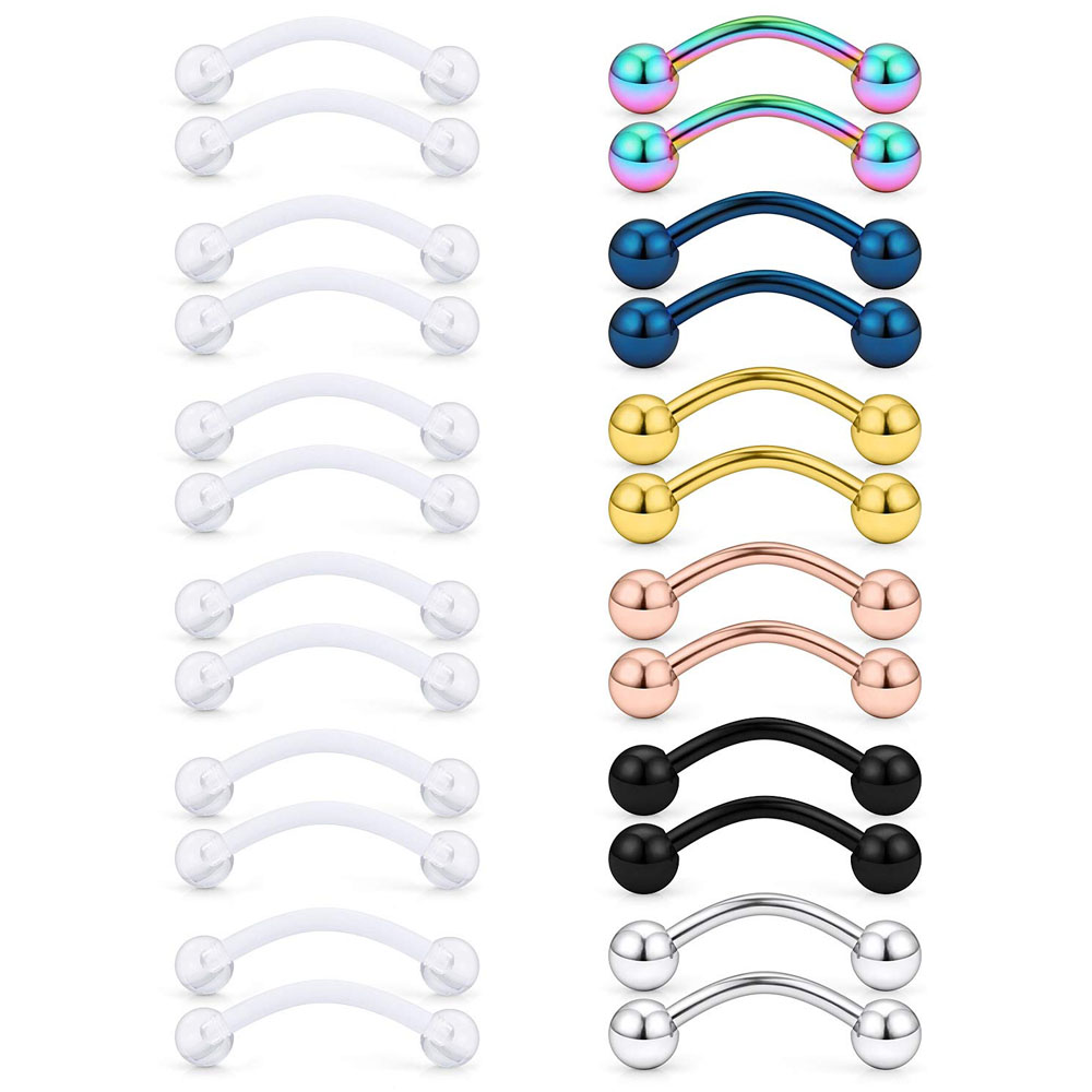 16G Clear Acrylic Bioflex Stai - Eyebrow Curved Barbell 评论和价格