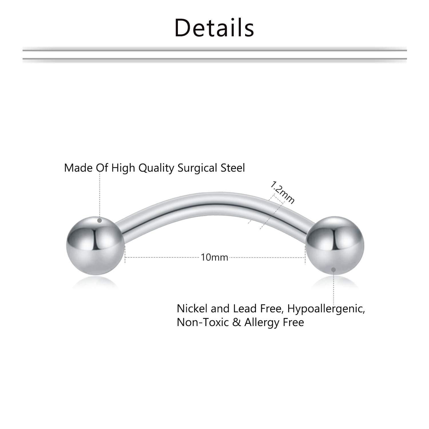 16G Clear Acrylic Bioflex Stai - Eyebrow Curved Barbell 评论和价格