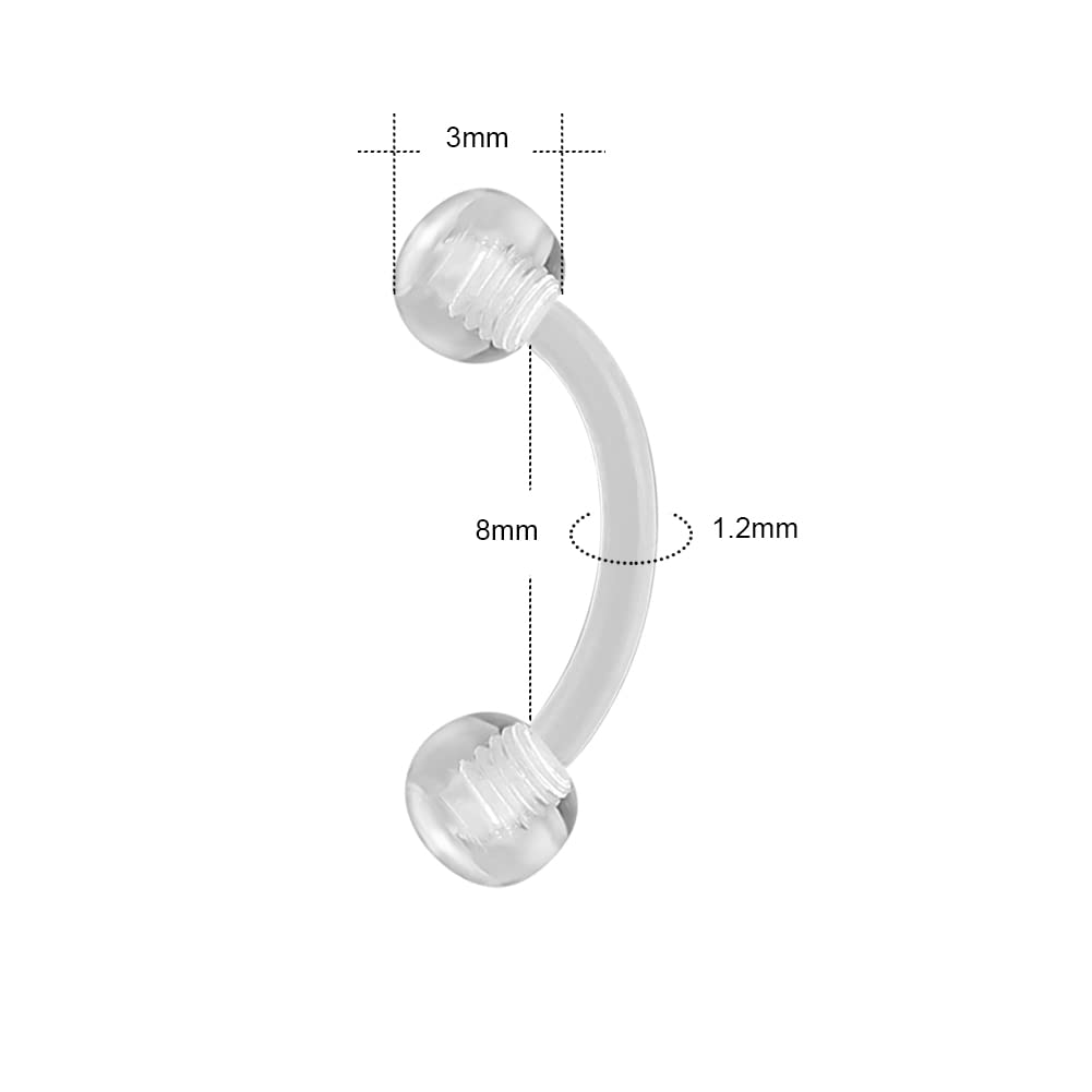 16G Clear Acrylic Bioflex Stai - Eyebrow Curved Barbell 评论和价格