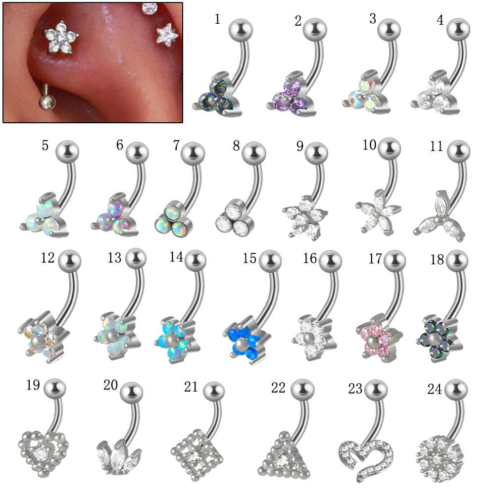 1PC G23 TItanium 16G Crystal F - Eyebrow Curved Barbell 评论和价格
