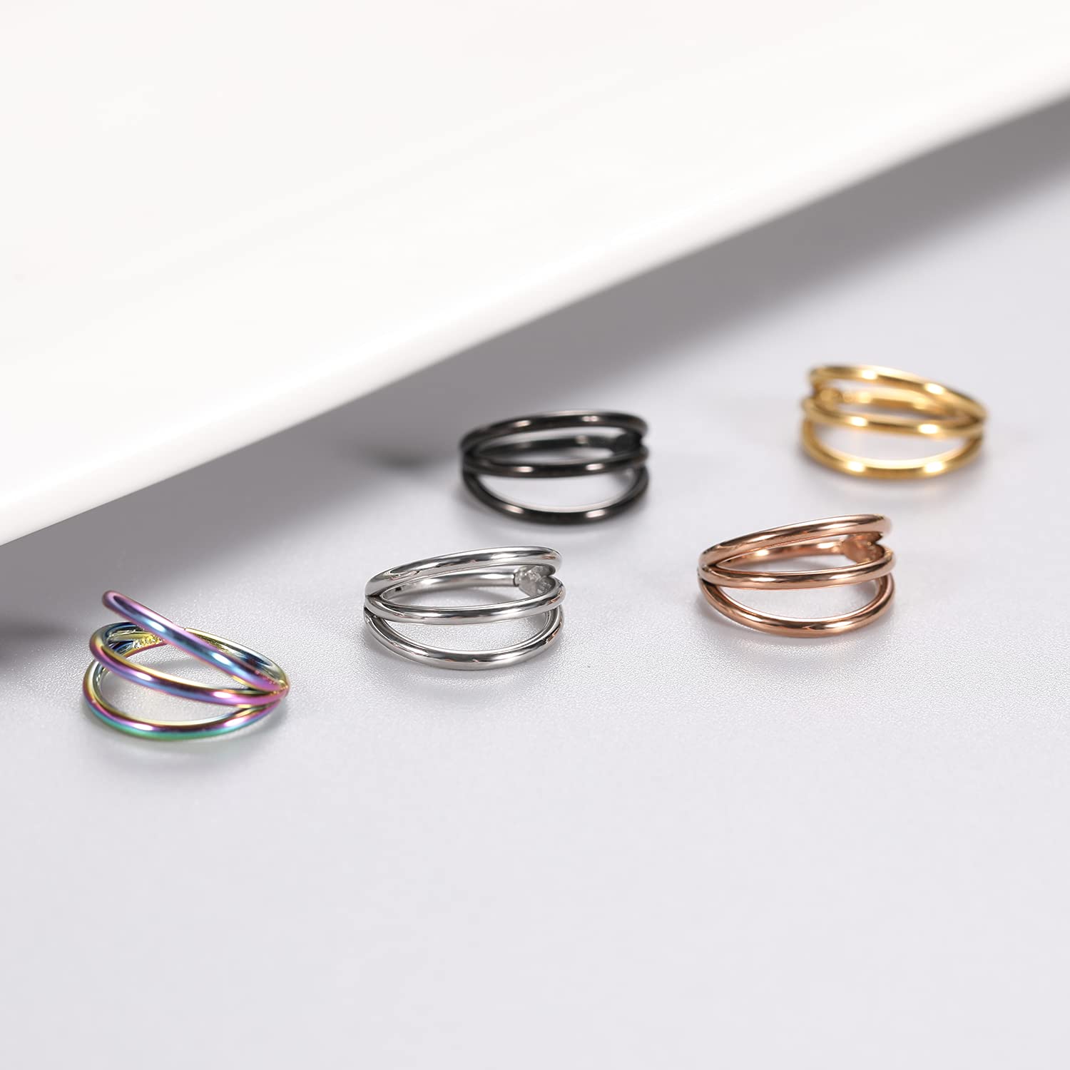 1-3PCS Double Hoops Nose Ring  - Conch Earring Hoop 评论和价格