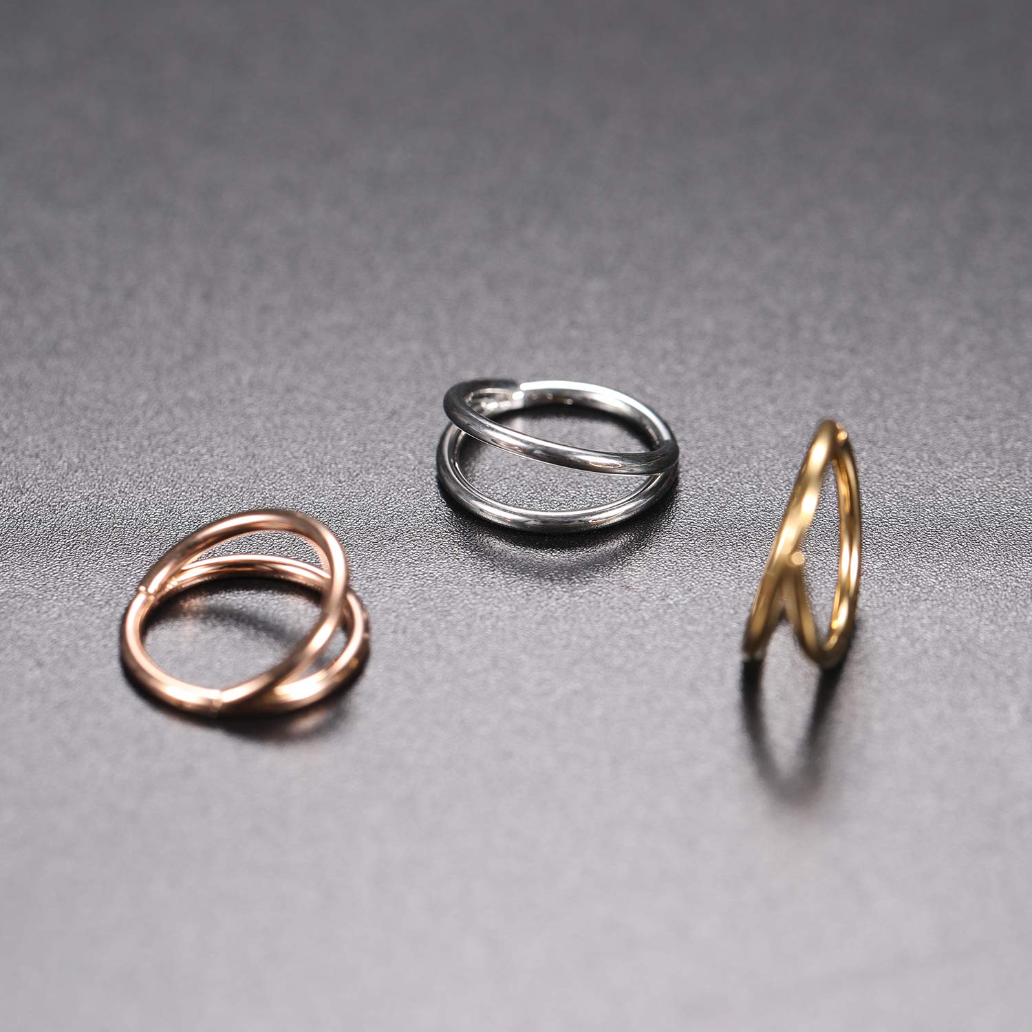1-3PCS Double Hoops Nose Ring  - Conch Earring Hoop 评论和价格