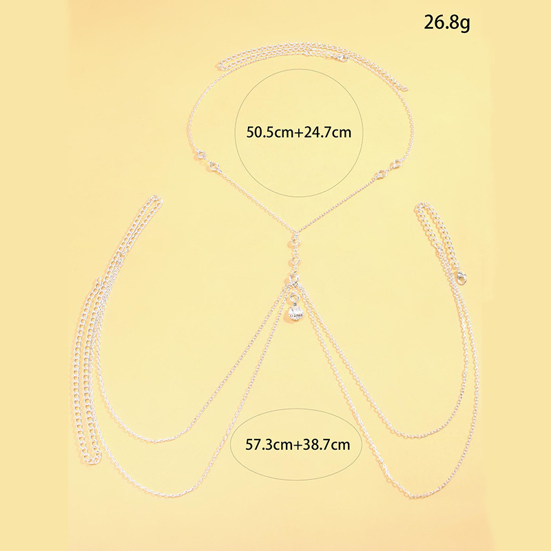 Women Silver Tone Body Chain C - Body Jewelry Y2K 评论和价格