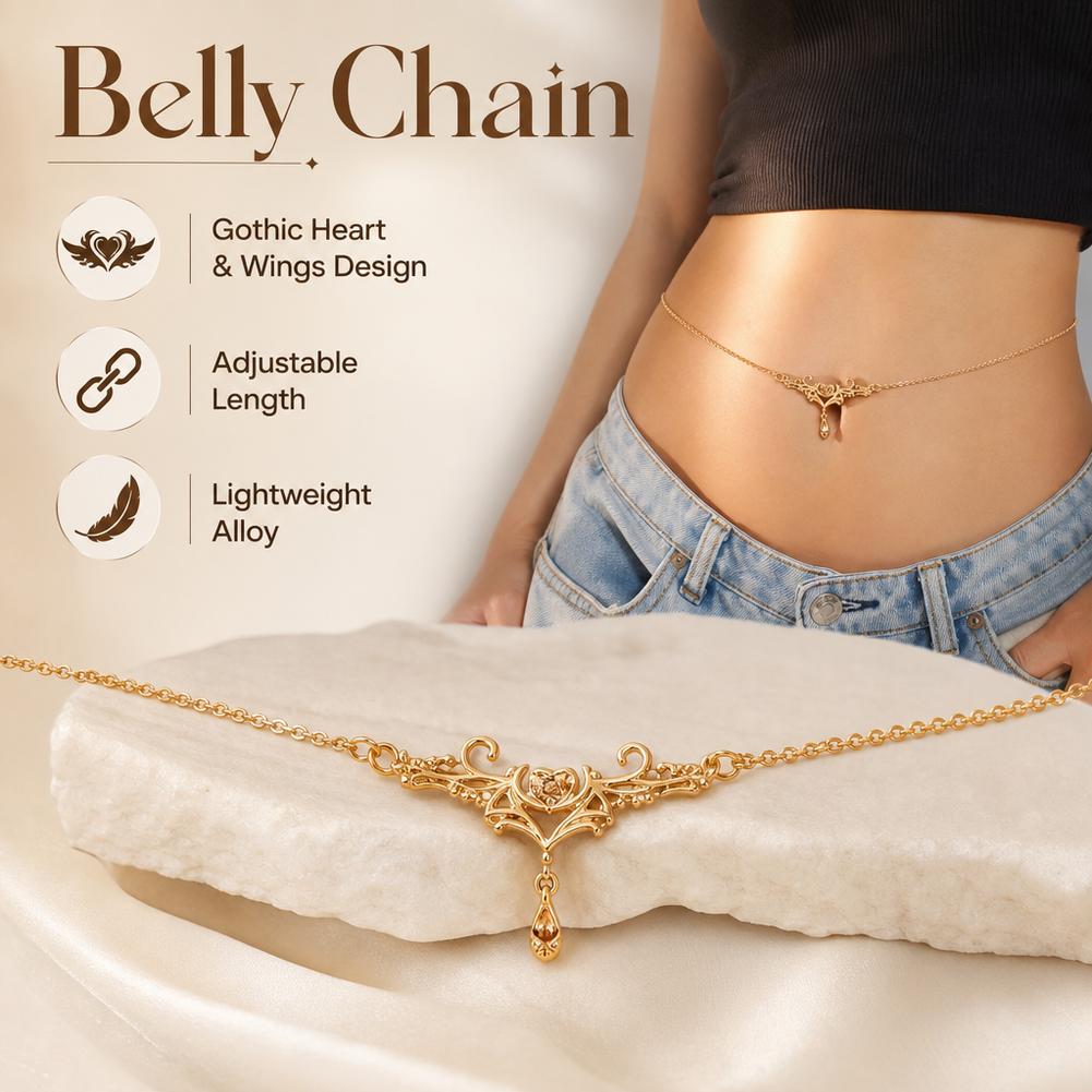 Gothic Heart Flame Waist Chain - Body Jewelry Y2K 评论和价格
