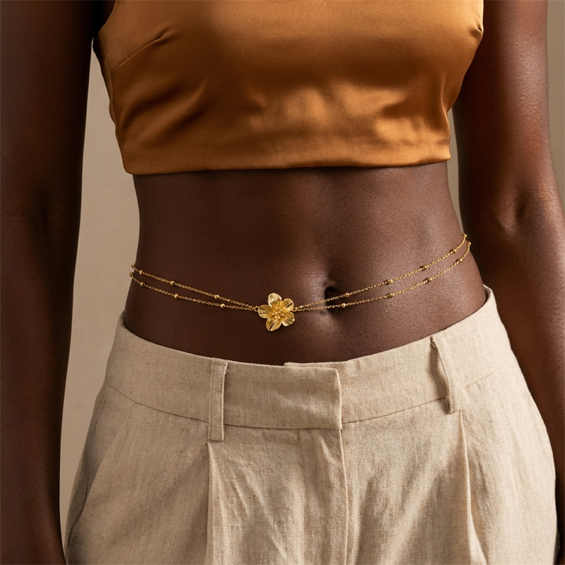 Simple Double Layers Belly Cha - Body Jewelry Y2K 评论和价格