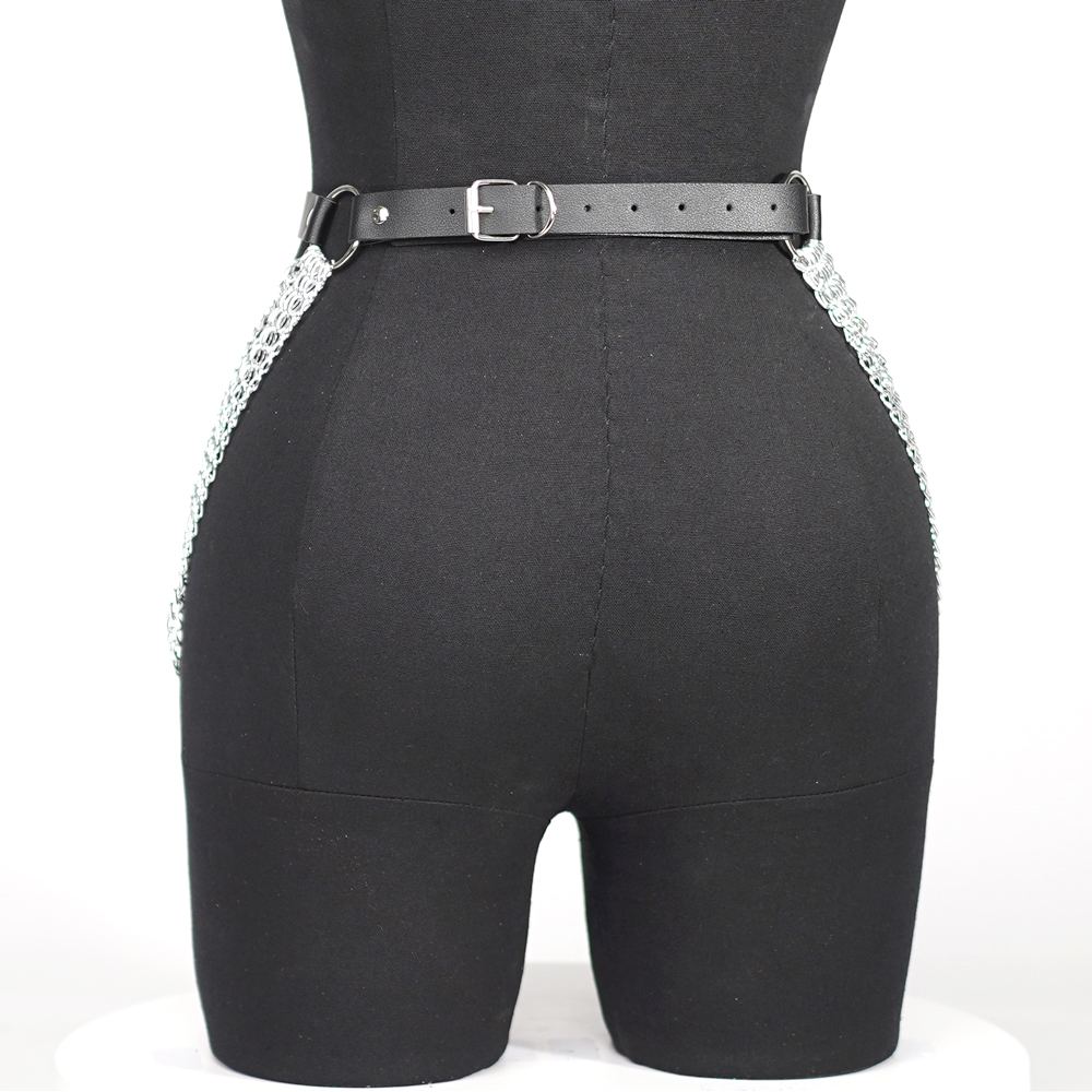 Women Punk Gothic PU Leather W - Body Jewelry Thigh Chain 评论和价格