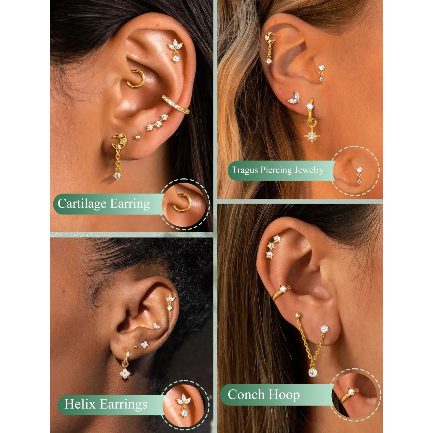 16 Gauge Cartilage Earrings fo - Conch Earring Hoop 评论和价格