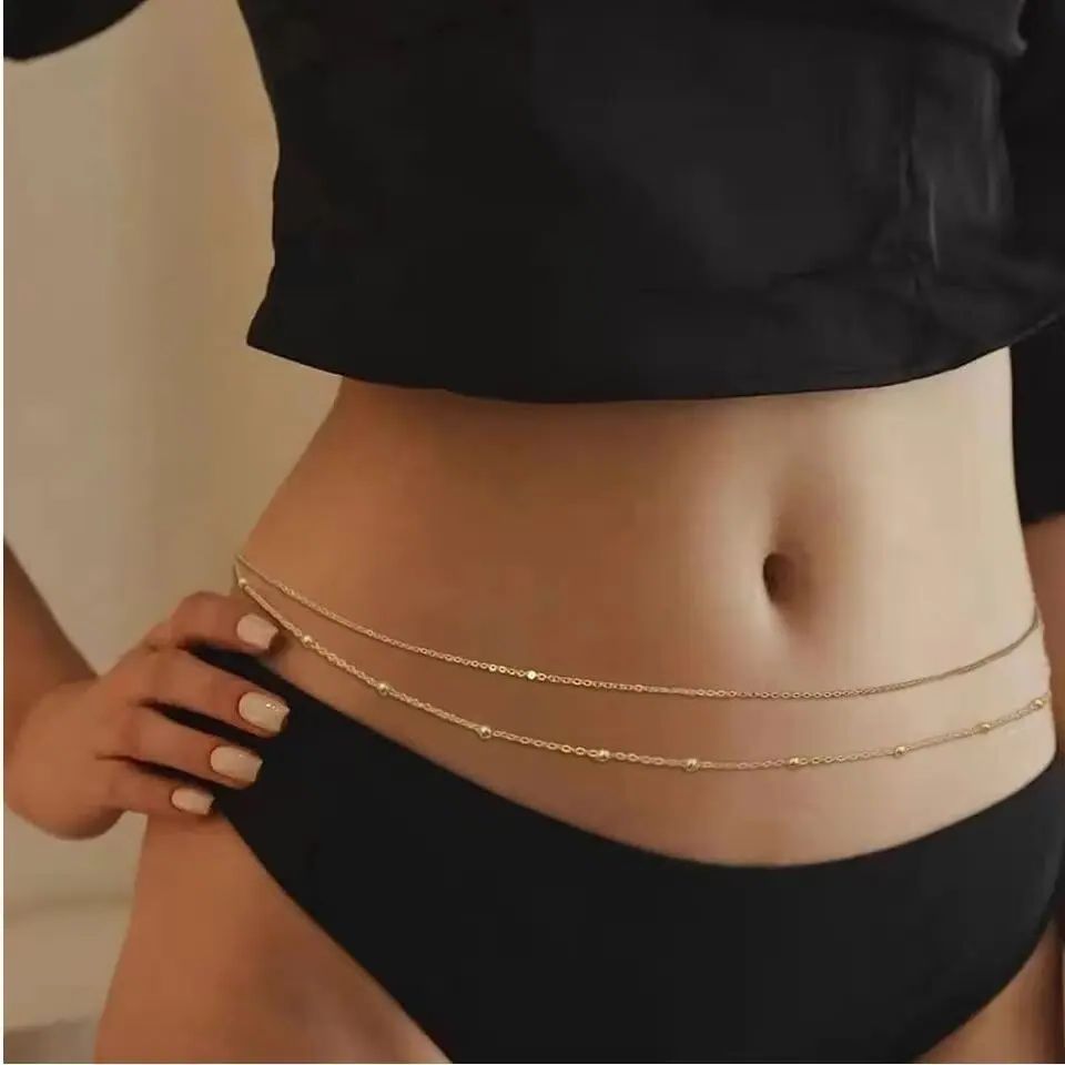 HipHop Double Layers Belly Cha - Body Jewelry Y2K 评论和价格