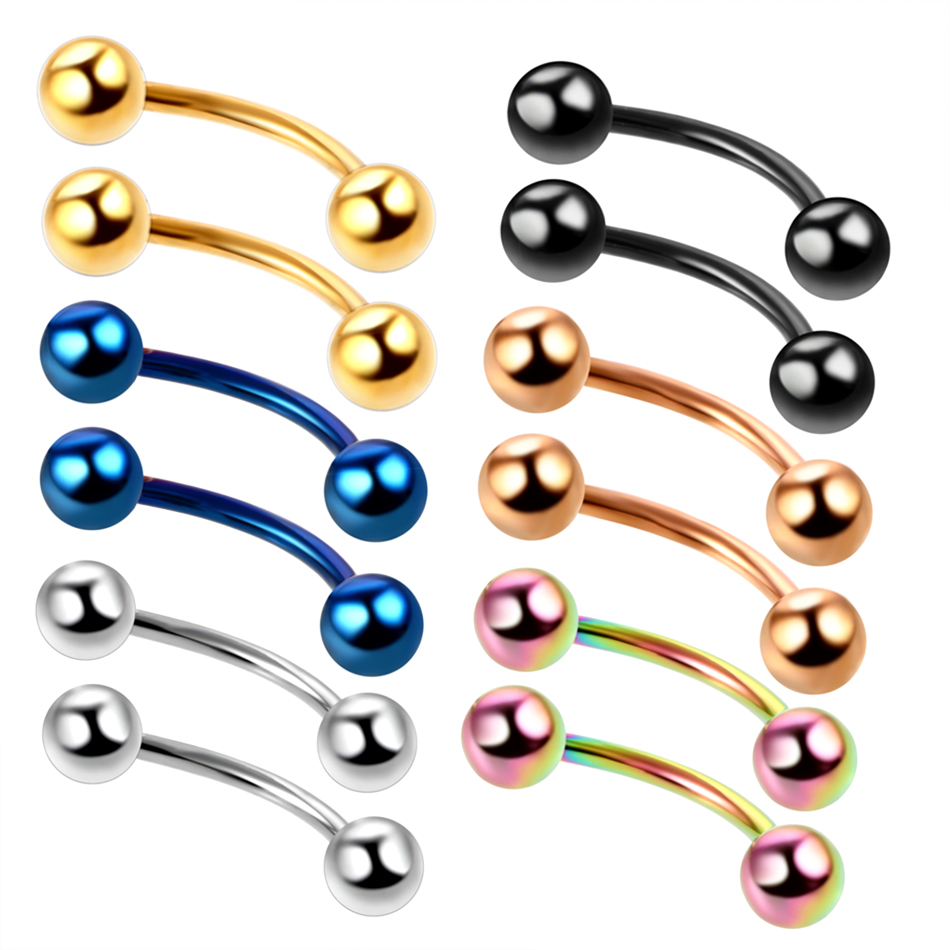 Lot of 2pcs Titanium Anodized  - Eyebrow Curved Barbell 评论和价格